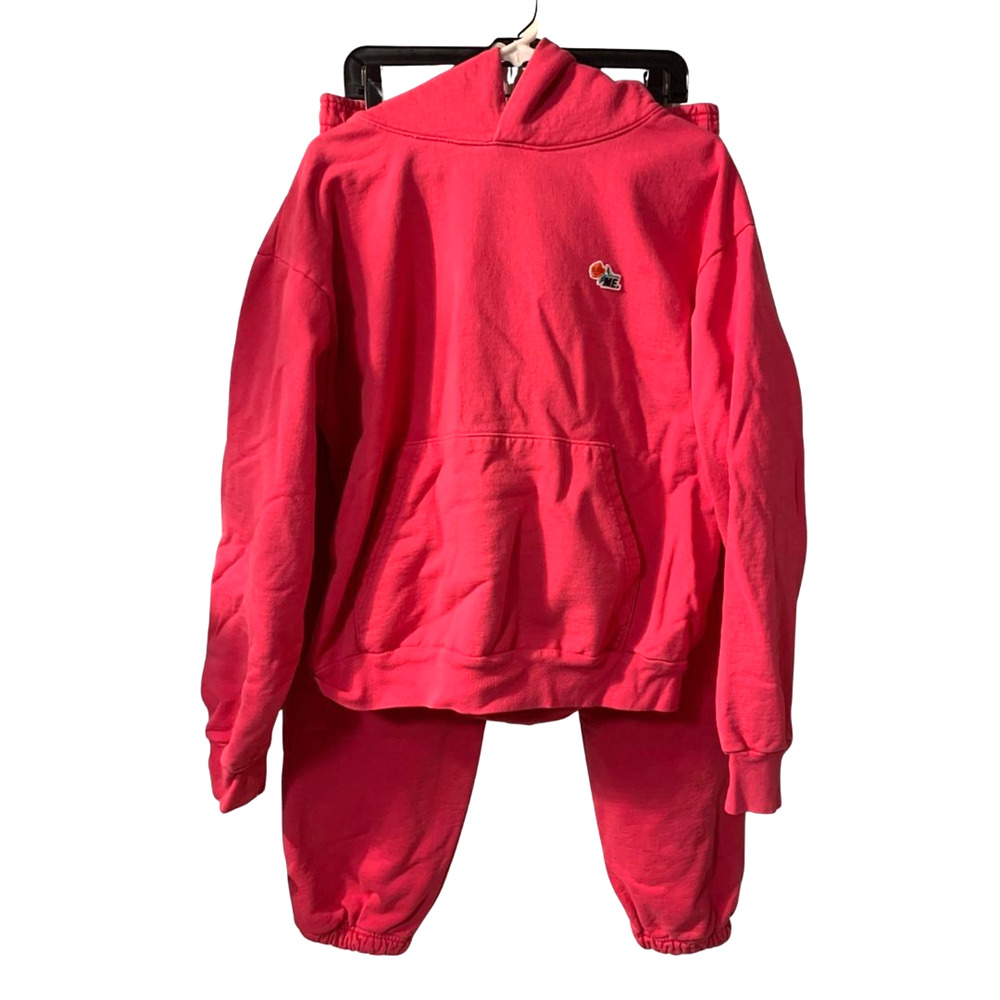 Melody Ehsani ME. Women's Rose Sweatsuit Joggers & Hoodie Size L Pink Coord Set